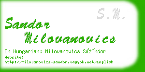 sandor milovanovics business card